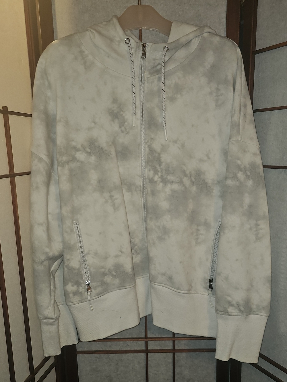 Old Navy Active Women's White and Gray Tie-Dye Zip Hoodie